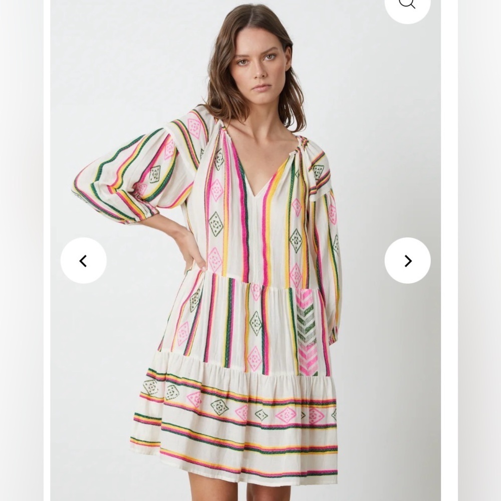 Velvet by Graham & Spencer Jade Multi Color  Boho Festival Dress Sz M *Tiny Flaw